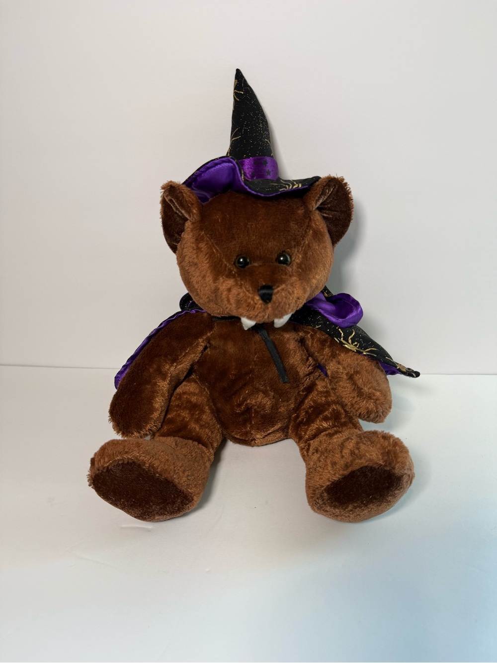 Halloween Plush Brown Bear in Purple Witch Hat & Cape